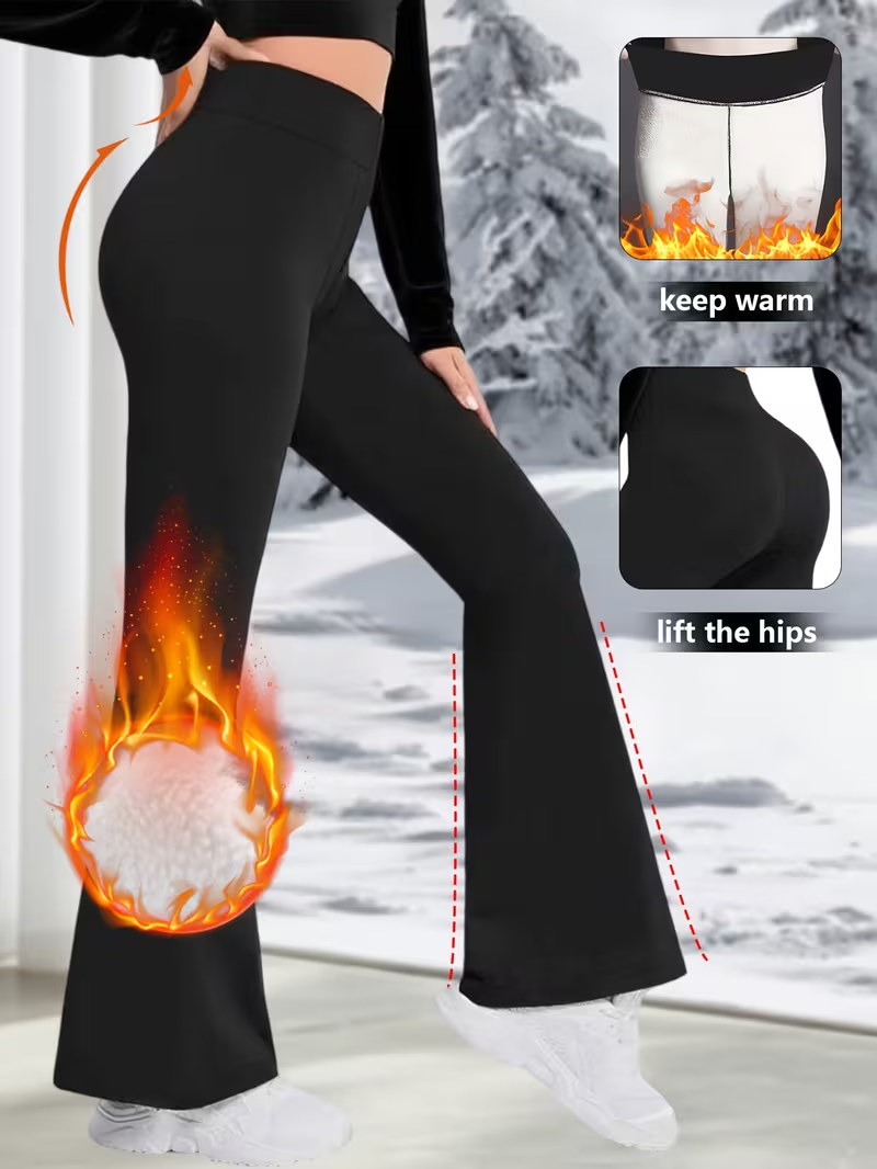 Outdoor Sport Outfit - Winter Flared Pants High Waisted Fleece