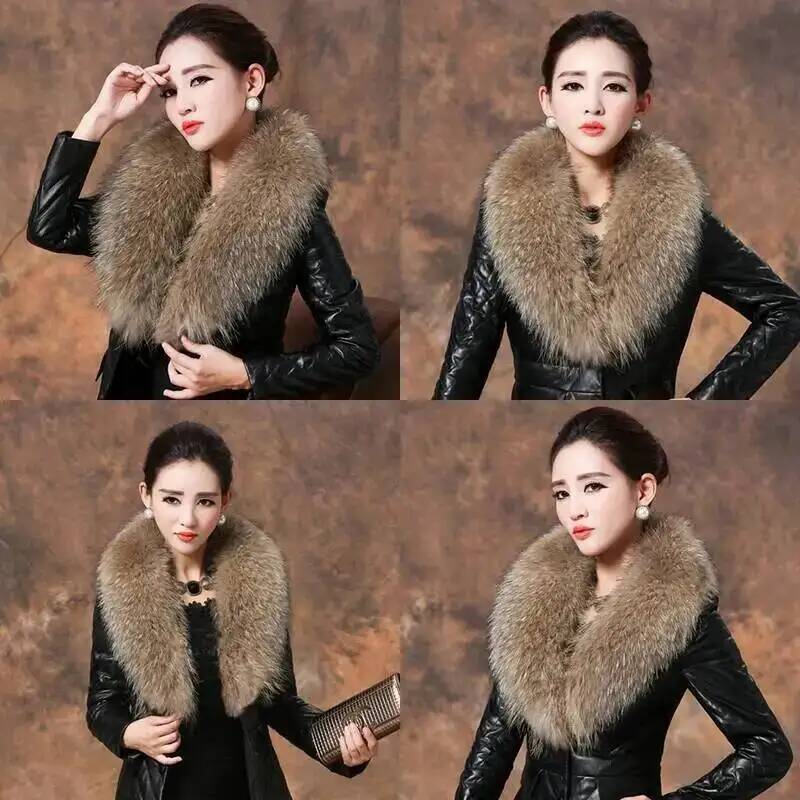 Natural Raccoon Fur Collar Rea - Outdoor Sport Winter Jacket ulasan dan harga