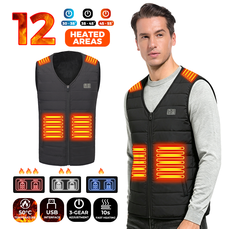 12 Heating Areas USB Heated Ve - Outdoor Sport Winter Jacket ulasan dan harga