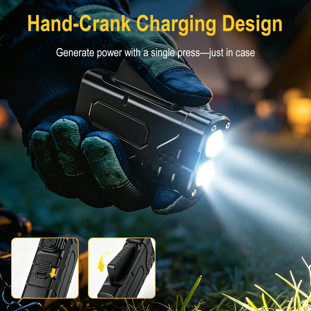 BORUIiT Hand Crank EDC LED Fla - Outdoor Sport Gear ulasan dan harga